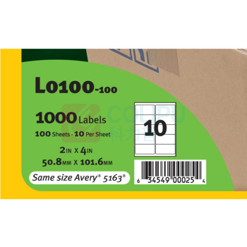 普林泰科 printec 打印标签 L0100-100 2"*4" (白色) 10枚/张 100张/包