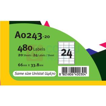 普林泰科 printec 地址打印标签 A0243-20 24分 66*33.8mm 20页/包