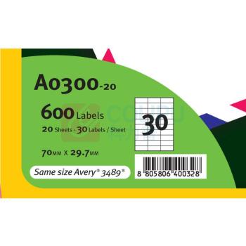 普林泰科 printec 地址打印标签 A0300-20 30分 70*29.7mm 20页/包