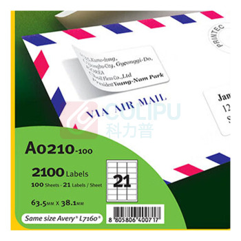 普林泰科 printec 地址打印标签 A0210-100 21分 63.5*38.1mm 100页/包