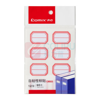 齐心 Comix 自粘性标签贴 C6503 96枚23*33mm 12张/包 (红框)