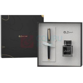 毕加索 PICASSO 领航系列钢笔套装 PS-5557 F尖 (亮黑金夹)
