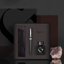毕加索 PICASSO 绅士商务铱金笔笔袋墨水套装 PS-902 (亮黑银夹)