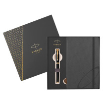 派克 PARKER 宝珠笔+笔记本礼盒 纯黑丽雅