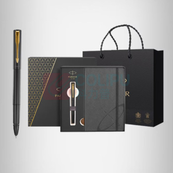 派克 PARKER 经典黑夹夹宝珠笔+笔记本礼盒 威雅XL