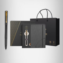 派克 PARKER 经典黑夹夹宝珠笔+笔记本礼盒 威雅XL