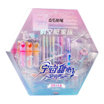 点石 时空舱宇宙甜心文具礼盒 DS-350E-G 34件套 17支笔+11支笔芯+1支修正带+1块橡皮+1个时空舱亚克力钥匙扣+3张时空舱贴纸 (粉色)