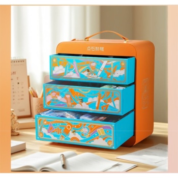 点石 百宝箱多品类收纳文具套盒 393E 41件套 (橙色)