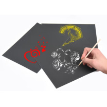 FGACCT 单色刮画纸 8开单色刮画 8K开纯色刮刮画刮蜡纸幼 红色10张带1支竹笔 
