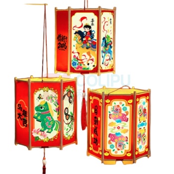 开芽 宫灯-马年大吉材料包 六角小号 KY233 马年灯笼diy手工材料包幼儿园古风花灯春节过新年礼物