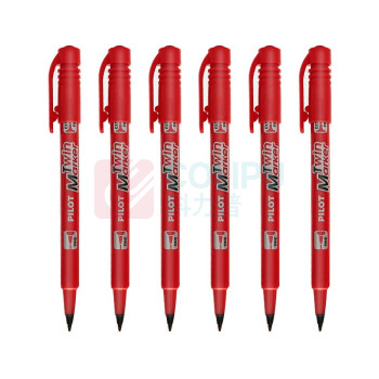 百乐 PILOT 油性双头记号笔 SCA-TM 细头2.0mm,极细头1.0mm (红色) 12支/盒