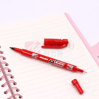 百乐 PILOT 油性双头记号笔 SCA-TM 细头2.0mm,极细头1.0mm (红色) 12支/盒