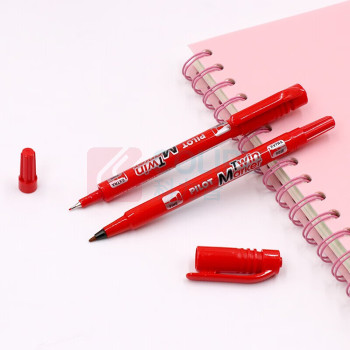 百乐 PILOT 油性双头记号笔 SCA-TM 细头2.0mm,极细头1.0mm (红色) 12支/盒