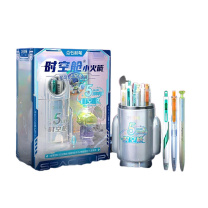 点石 点石 时空舱签字笔套装 DS-361E-B 光速银限定【小火箭笔筒】11件套 8支笔+1个笔筒+1 个手办+1个徽/套1套/塑封+1个手提袋/箱(单位:套)