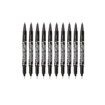 斑马牌 ZEBRA 小双头黑色 油性记号笔 YYTS5-BK 细头1.0-1.3mm 极细头0.5mm (黑色) 10支/盒 0.5/1.0mm 塑料