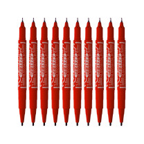 斑马牌 ZEBRA 小双头红色记号笔 YYTS5-R 0.5/1.3mm (红色) 10支/盒 塑料