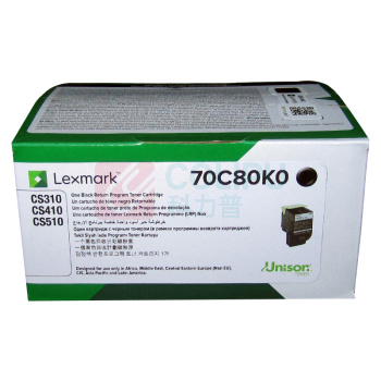 利盟 碳粉盒 70C80K0 1000页 (黑色)