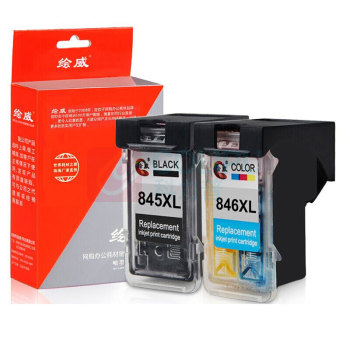 绘威 连喷透明盖黑彩墨盒套装 PG-845/CL-846  适用佳能MG3080 2980 MG2580s MG2400 TS3180 MX498 TS208 308 ip2880