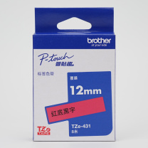 兄弟 brother 标签机色带 TZe-431 12mm*8M (红底/黑字) 无芯片 仅E115标签机不可用【新老包装交替发货】