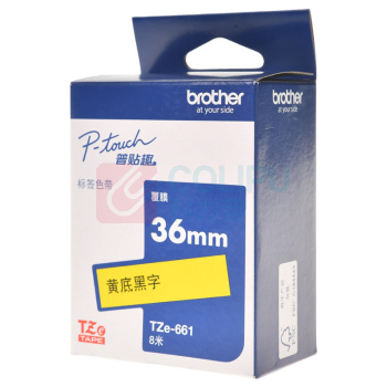 兄弟 brother 标签机色带 TZe-661 36mm*8M (黄底/黑字) 【新老包装交替发货】