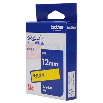 兄弟 brother 打标机色带 TZe-631 12mm*8M (黄底/黑字) 无芯片 仅E115标签机不可用【新老包装交替发货】