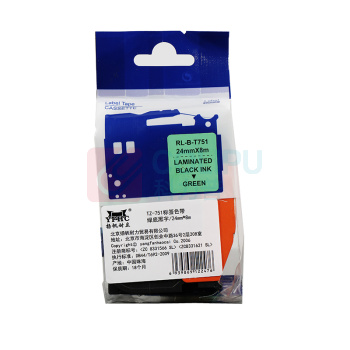 扬帆耐立 YFHC 标签色带 TZ-751 24mmx8m (绿底黑字)