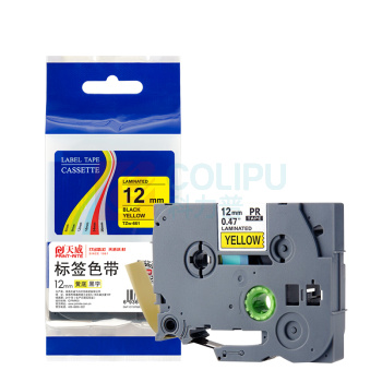 天威 PRINT-RITE 标签色带 TZw631 RAB174BPRJ 12mm*8m (黄底黑字) 专业装