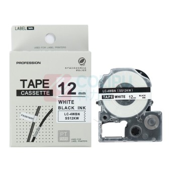 绘威 标签色带 SS12KW  适用爱普生/锦宫标签打印机 白底黑字12mm*8m