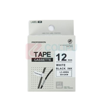 绘威 标签色带 SS12KW  适用爱普生/锦宫标签打印机 白底黑字12mm*8m
