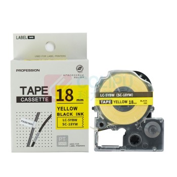 绘威 标签色带 SC18YW  适用爱普生/锦宫标签打印机 黄底黑字18mm*8m