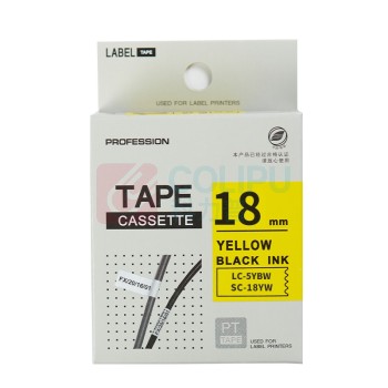绘威 标签色带 SC18YW  适用爱普生/锦宫标签打印机 黄底黑字18mm*8m