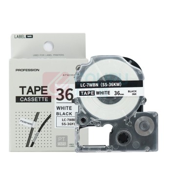 绘威 标签色带 SS36KW  适用爱普生/锦宫标签打印机 白底黑字36mm*8m
