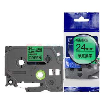 绘威 标签色带 QZe-751  适用兄弟标签打印机 绿底黑字24mm*8m