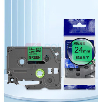绘威 标签色带 QZe-751  适用兄弟标签打印机 绿底黑字24mm*8m