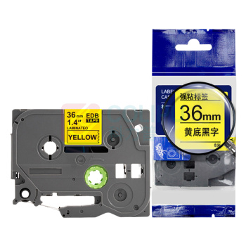 绘威 标签色带 QZe-661  适用兄弟标签打印机 黄底黑字36mm*8m