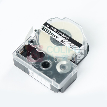 绘威 标签色带 ST36KW  适用爱普生/锦宫标签打印机 透明底黑字36mm*8m