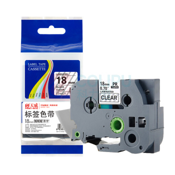 天威 PRINT-RITE 标签色带 TZw141 RAB171BPRJ 18mm*8m (透明底黑字) 专业装