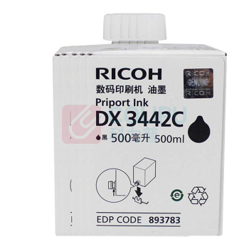 理光 RICOH 油墨 DX3442C 4000页 (黑色) 5瓶/盒 按单瓶出售