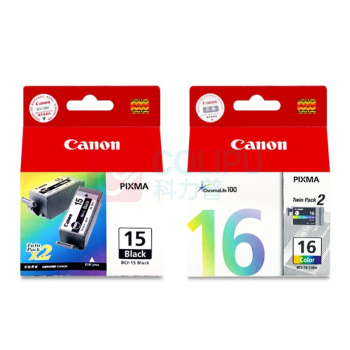 佳能 CANON 便携式打印机 BCI-15BK (黑) 16C彩色墨盒 适用iP90v i80/70 双包装 佳能15BK黑色(双支装)