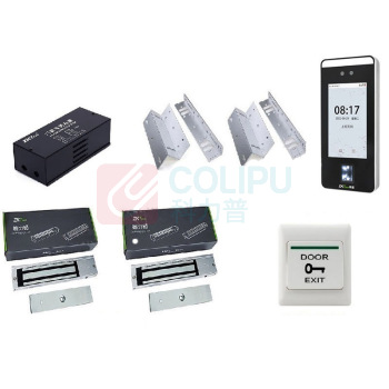 熵基 ZKTeco 门禁系统一体机 Xface600 门禁专用电源 AP105*1个+两线喷砂磁力锁 ZL-280S 单门不带反馈信号*2个+ 出门开关 EX-802 不带底盒*1个+ LZ-280*2支架1套 含安装
