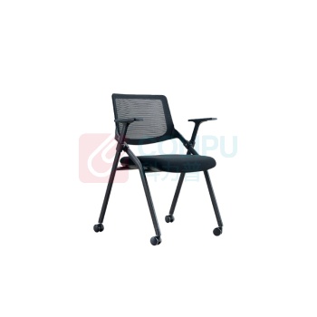 卡莱茵 培训椅 Q03-1 长520mm*宽420mm*高830mm (黑色黑胶) (带脚轮)