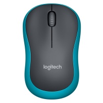 罗技 Logitech 无线鼠标 M186 带2.4G接收器-USB (黑色蓝边)