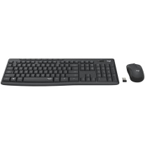 罗技 Logitech 无线轻音键鼠套装 MK295 带2.4G接收器-USB (黑色) 静音