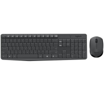 罗技 Logitech 无线键鼠套装 MK235 带2.4G接收器-USB (黑灰色)
