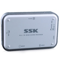 飚王 SSK 读卡器 SCRM056 USB 3.0高速读写 支持TF/SD/CF/MS/XD/M2手机相机卡 (白色)
