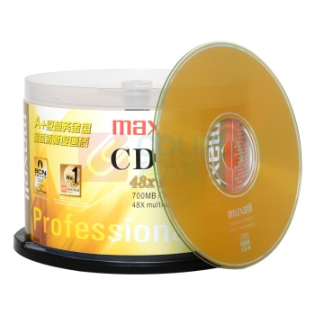 麦克赛尔 maxell 光盘 CD-R 50片/筒 (金色) 48X/52X 700MB