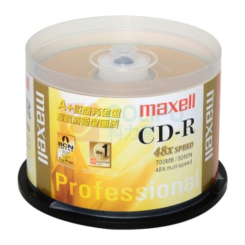 麦克赛尔 maxell 光盘 CD-R 50片/筒 (金色) 48X/52X 700MB