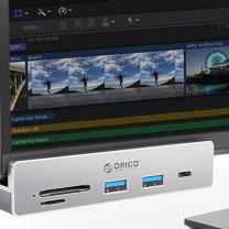 奥睿科 台式笔记本延长线 MH5PC Type-C分线器 USB3.2 Gen2hub扩展坞 10Gbps集线器 铝合金卡扣式 银色 夹扣+C口 MH5PC银色 1米