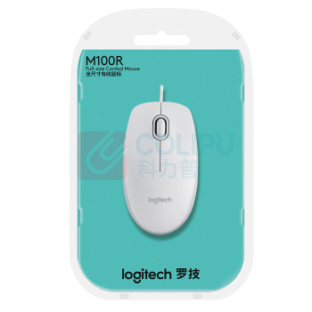 罗技 Logitech 有线鼠标 大手鼠标 M100r USB接口 (白色)