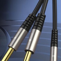 秋叶原 CHOSEAL 3.5mm转双6.5mm音频线 6.35大二芯一分二转接线 6.35 2米 